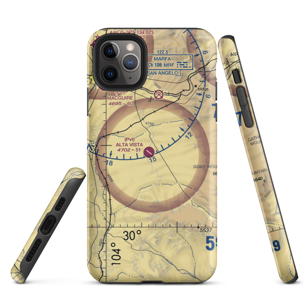 Alta Vista Ranch Airport (0TA7) VFR Sectional  Tough iPhone Case iPhone 11 Pro Max model shown