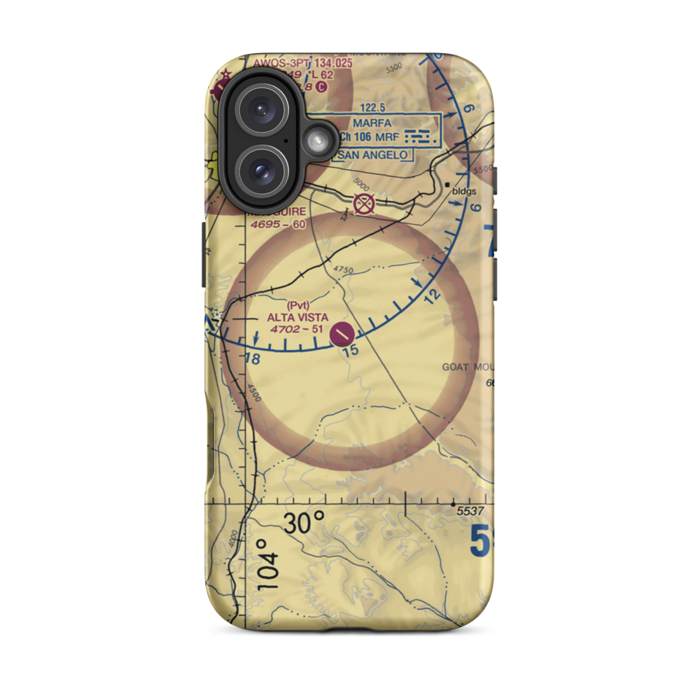 Alta Vista Ranch Airport (0TA7) VFR Sectional  Tough iPhone Case iPhone 16 Plus model shown