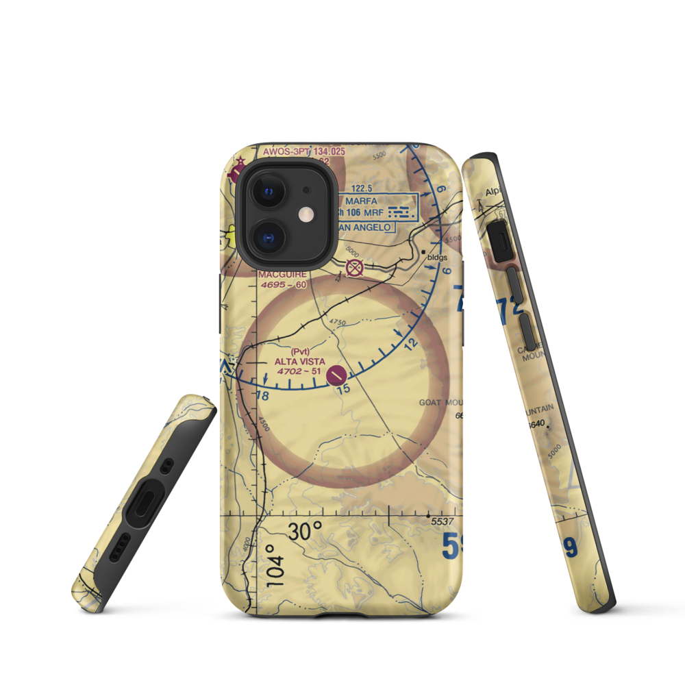 Alta Vista Ranch Airport (0TA7) VFR Sectional  Tough iPhone Case iPhone 12 mini model shown