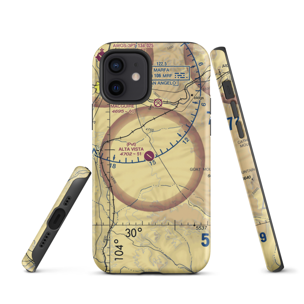 Alta Vista Ranch Airport (0TA7) VFR Sectional  Tough iPhone Case iPhone 12 model shown