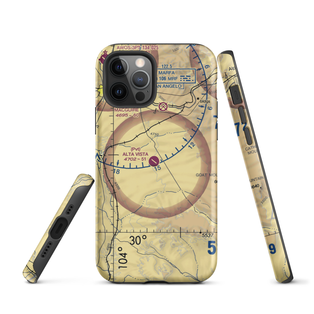 Alta Vista Ranch Airport (0TA7) VFR Sectional  Tough iPhone Case iPhone 12 Pro model shown