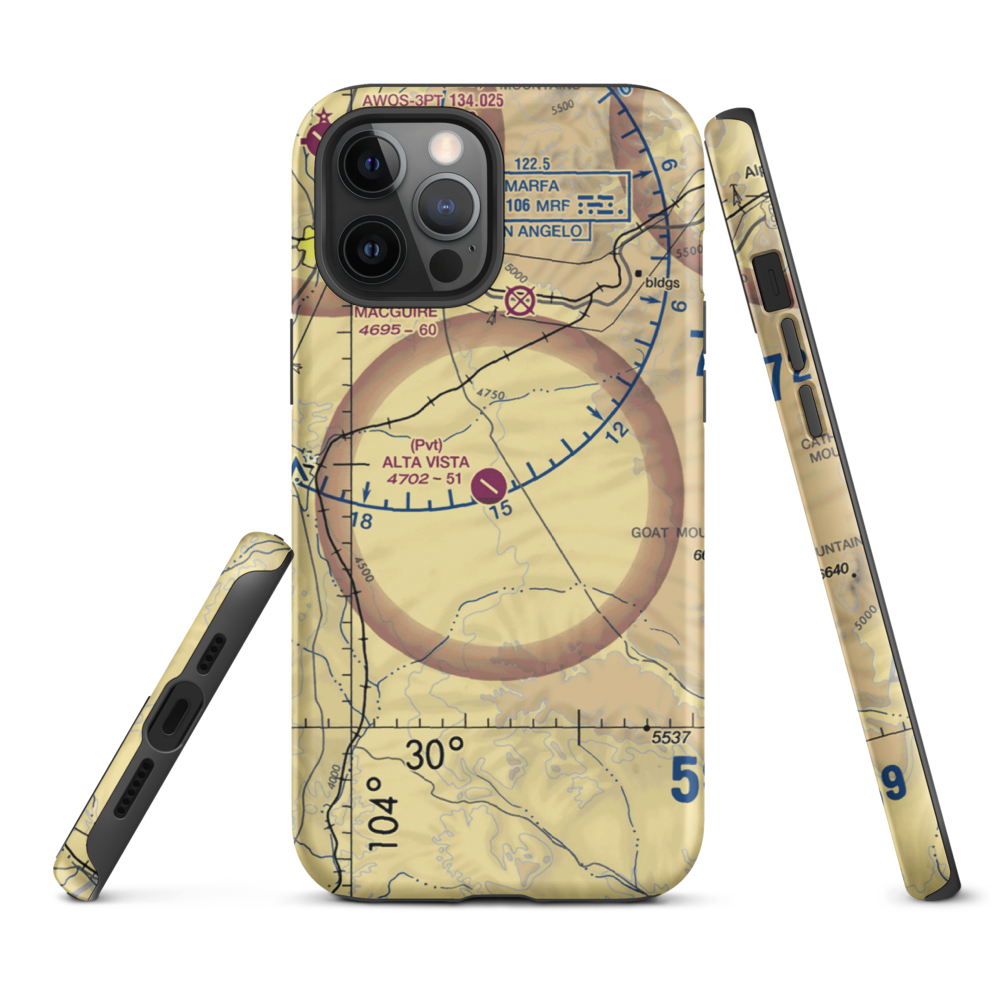 Alta Vista Ranch Airport (0TA7) VFR Sectional  Tough iPhone Case iPhone 12 Pro Max model shown