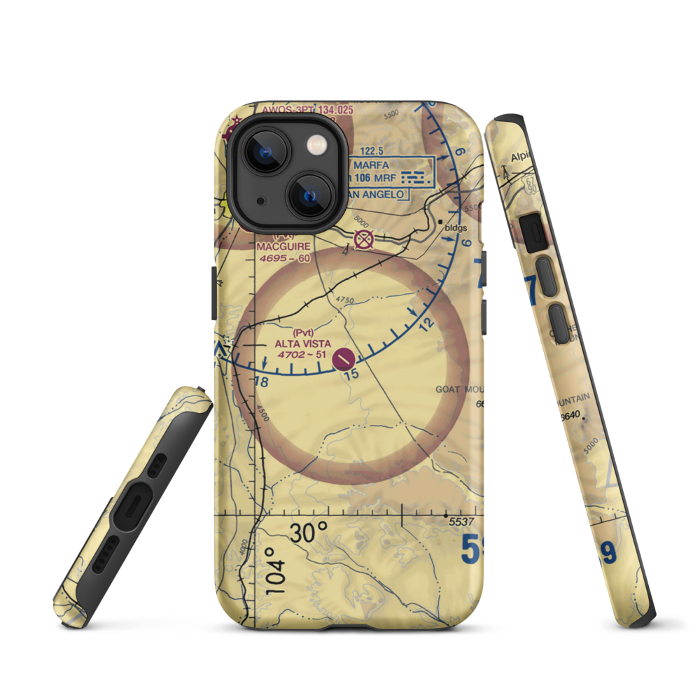Alta Vista Ranch Airport (0TA7) VFR Sectional  Tough iPhone Case iPhone 13 model shown