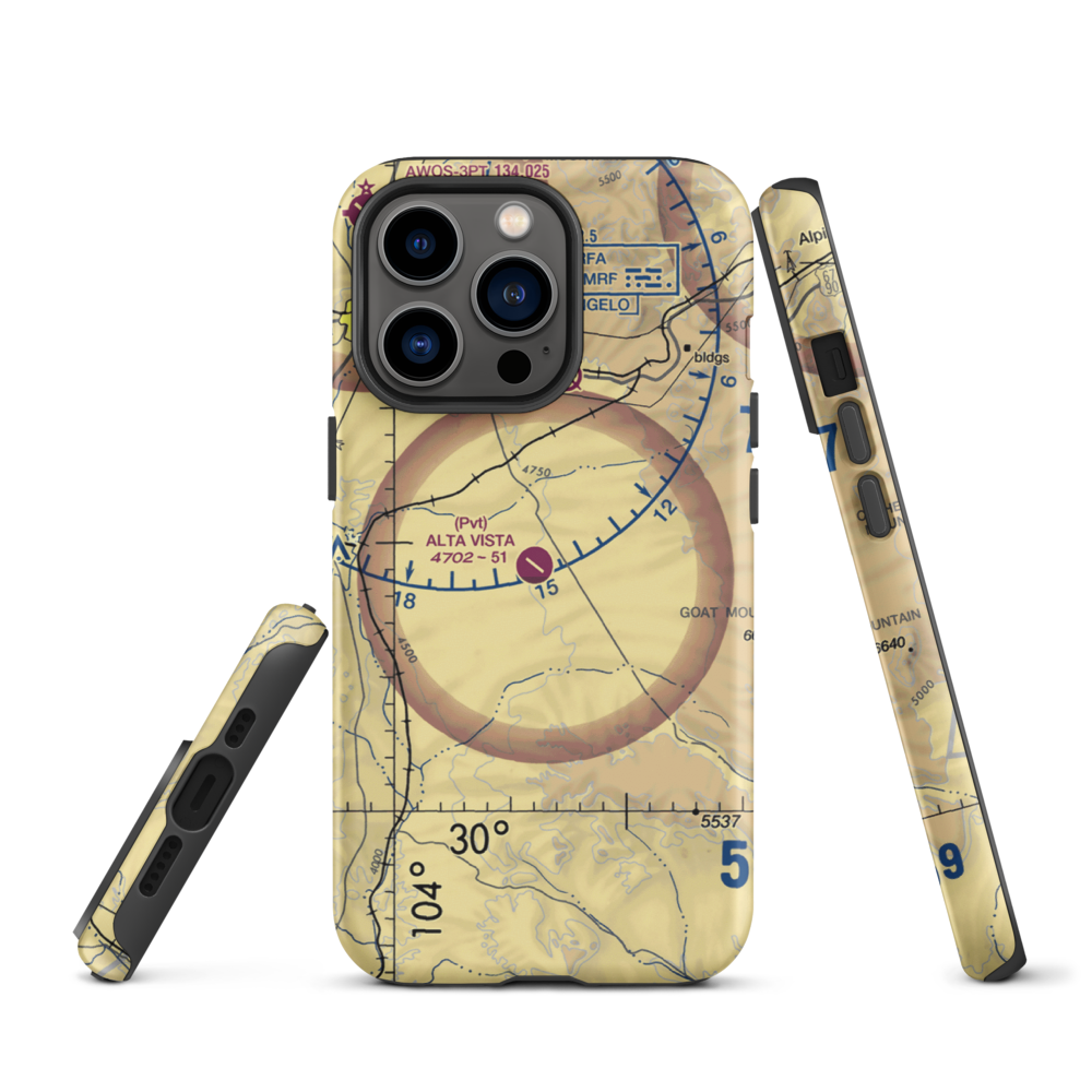 Alta Vista Ranch Airport (0TA7) VFR Sectional  Tough iPhone Case iPhone 13 Pro model shown