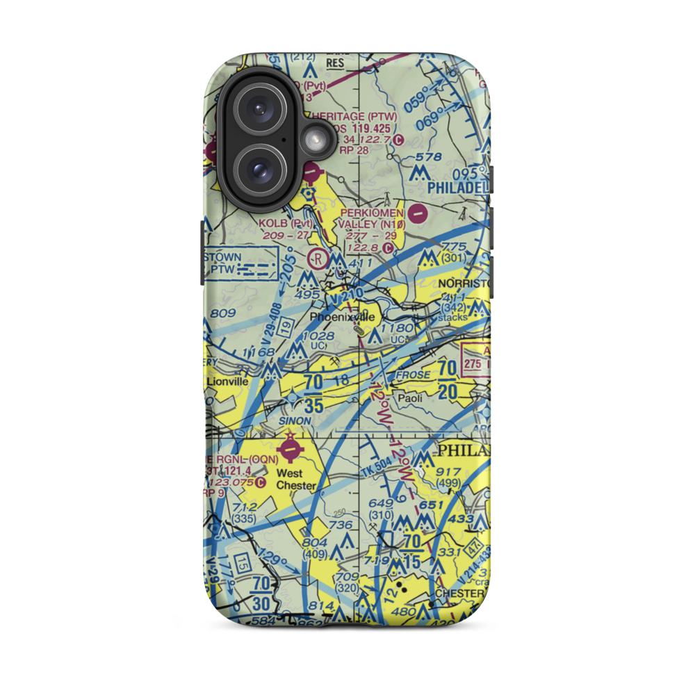 Altemose Ultralightport (PN69) VFR Sectional  Tough iPhone Case iPhone 16 Plus model shown