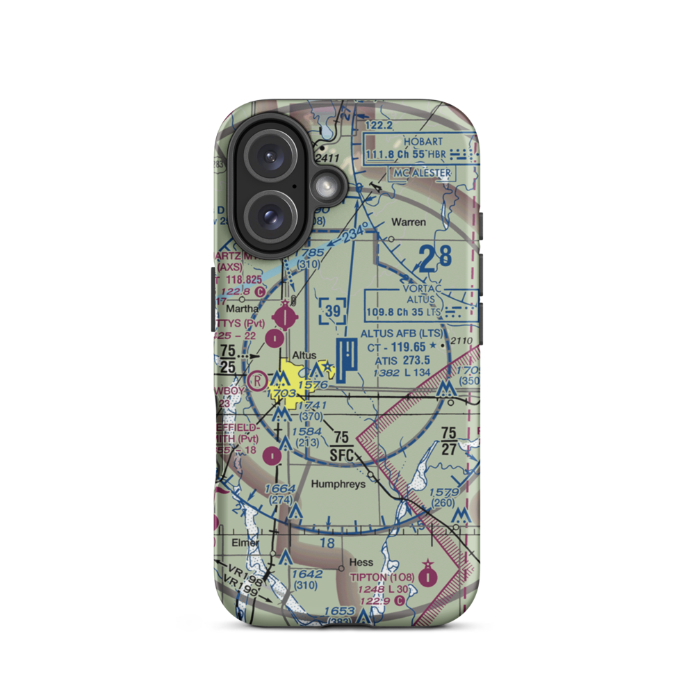 Altus Air Force Base (LTS) VFR Sectional  Tough iPhone Case iPhone 16 model shown