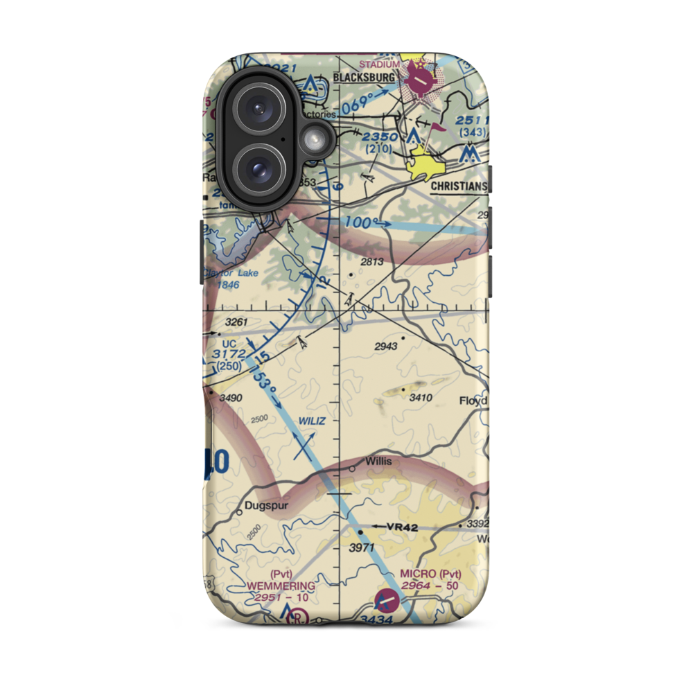 Alum Ridge STOLport (09VA) VFR Sectional  Tough iPhone Case iPhone 16 Plus model shown