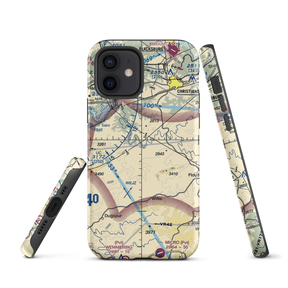 Alum Ridge STOLport (09VA) VFR Sectional  Tough iPhone Case iPhone 12 model shown