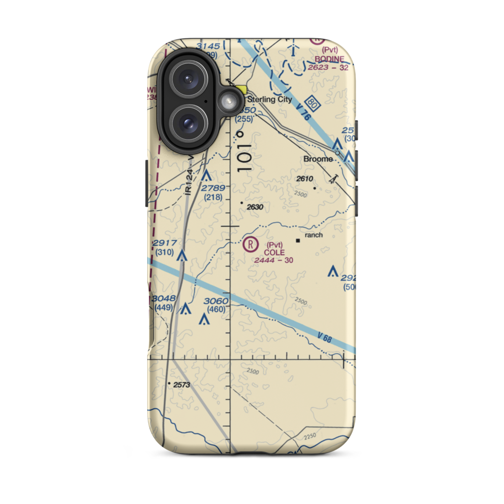 Alvie Cole Ranch Airport (TS95) VFR Sectional  Tough iPhone Case iPhone 16 Plus model shown