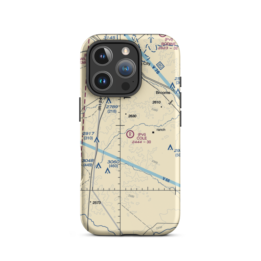 Alvie Cole Ranch Airport (TS95) VFR Sectional  Tough iPhone Case iPhone 16 Pro model shown