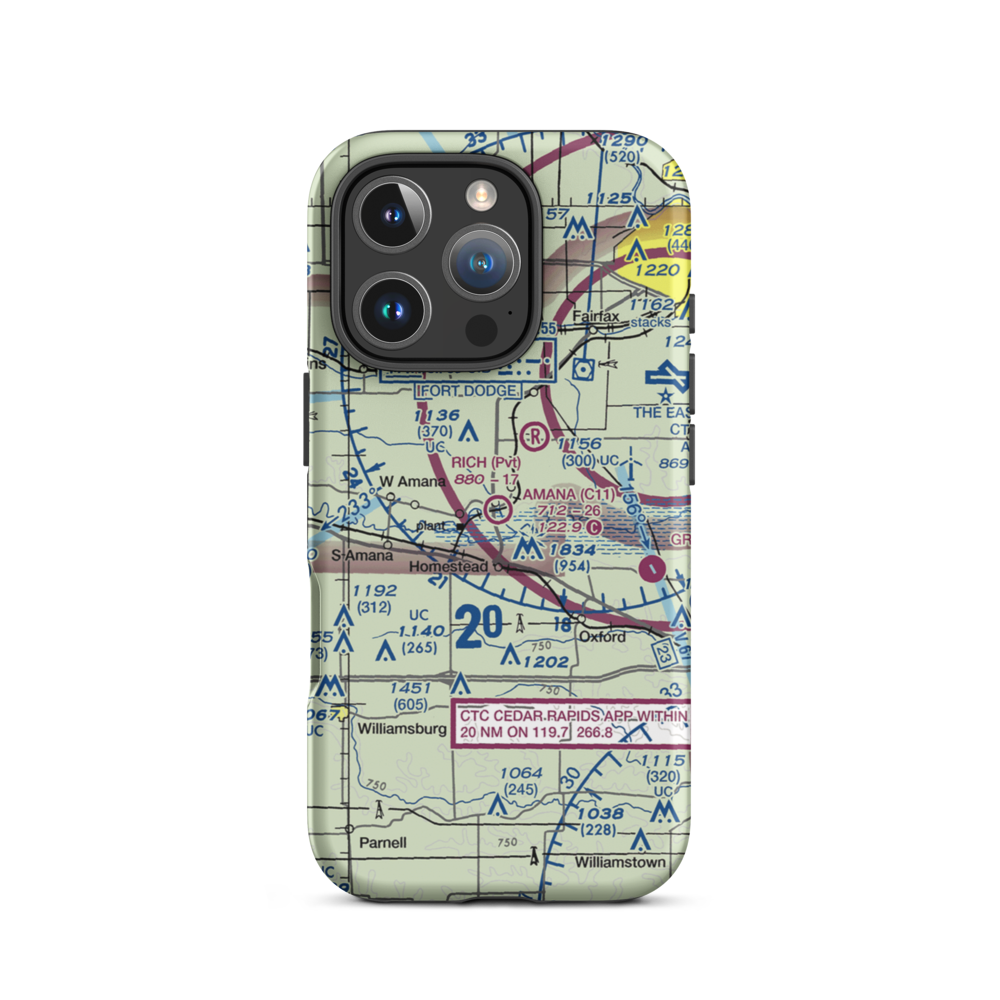 Amana Airport (C11) VFR Sectional  Tough iPhone Case iPhone 16 Pro model shown