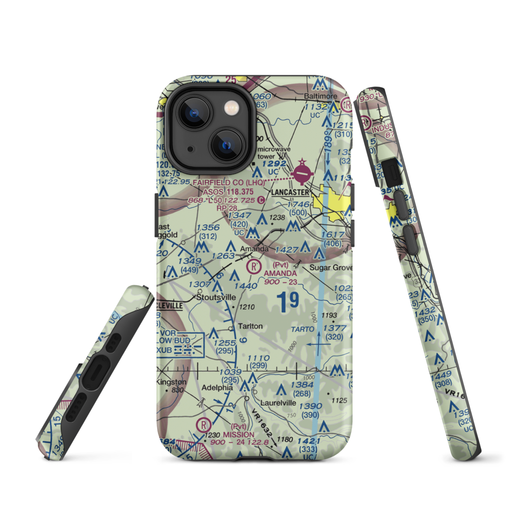 Amanda Airport (OH61) VFR Sectional  Tough iPhone Case iPhone 14 model shown