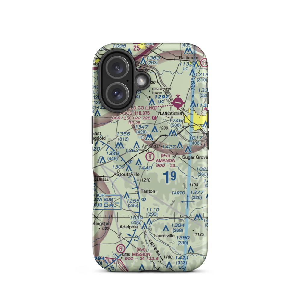 Amanda Airport (OH61) VFR Sectional  Tough iPhone Case iPhone 16 model shown