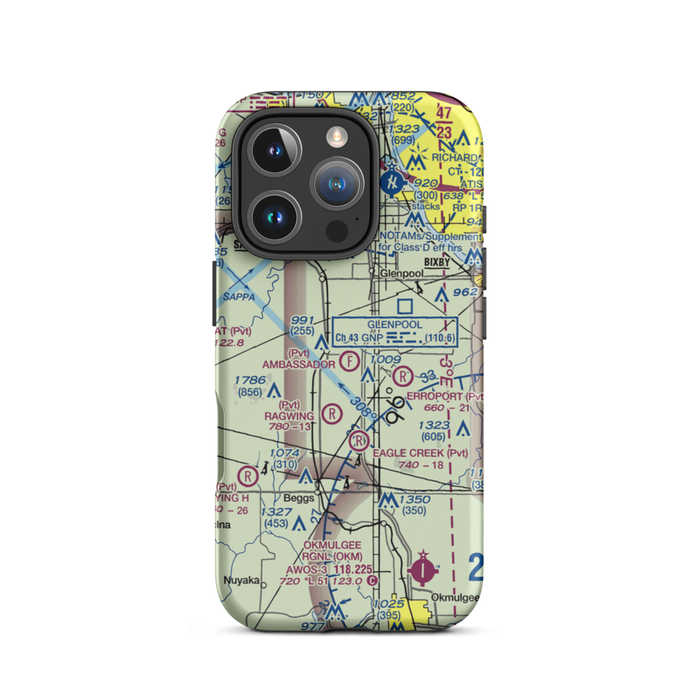 Ambassador Ultralightport (54OK) VFR Sectional  Tough iPhone Case iPhone 16 Pro model shown