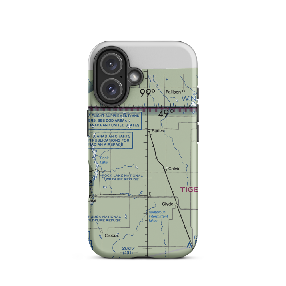 Amble-Tiger North Farms Airport (8ND0) VFR Sectional  Tough iPhone Case iPhone 16 model shown