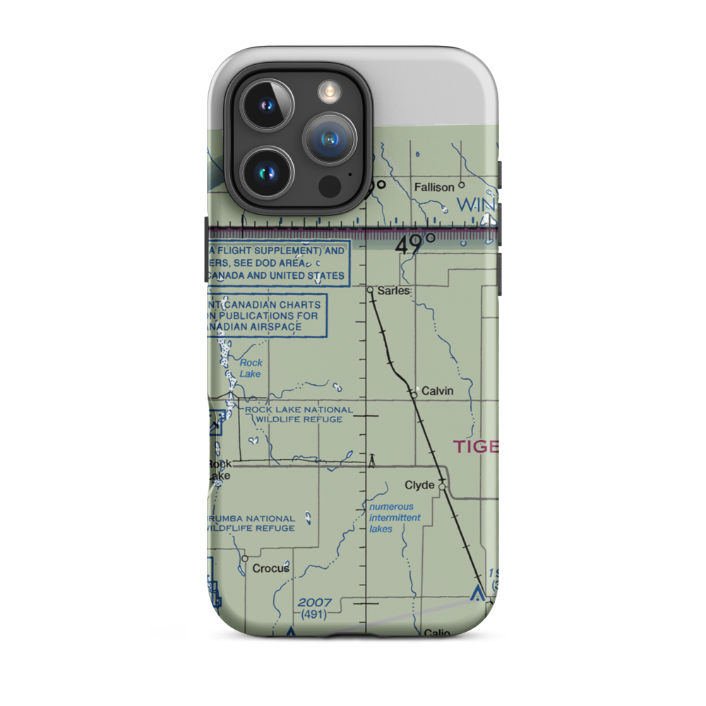Amble-Tiger North Farms Airport (8ND0) VFR Sectional  Tough iPhone Case iPhone 16 Pro Max model shown