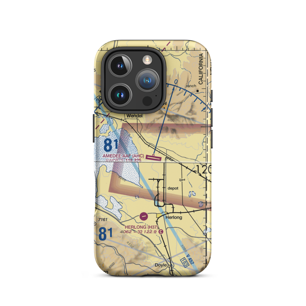 Amedee Army Air Field (AHC) VFR Sectional  Tough iPhone Case iPhone 16 Pro model shown