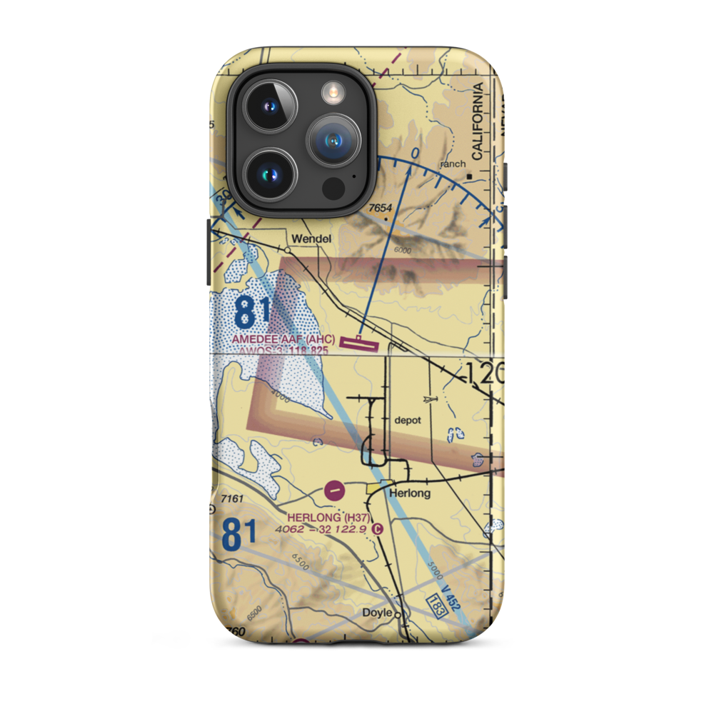 Amedee Army Air Field (AHC) VFR Sectional  Tough iPhone Case iPhone 16 Pro Max model shown