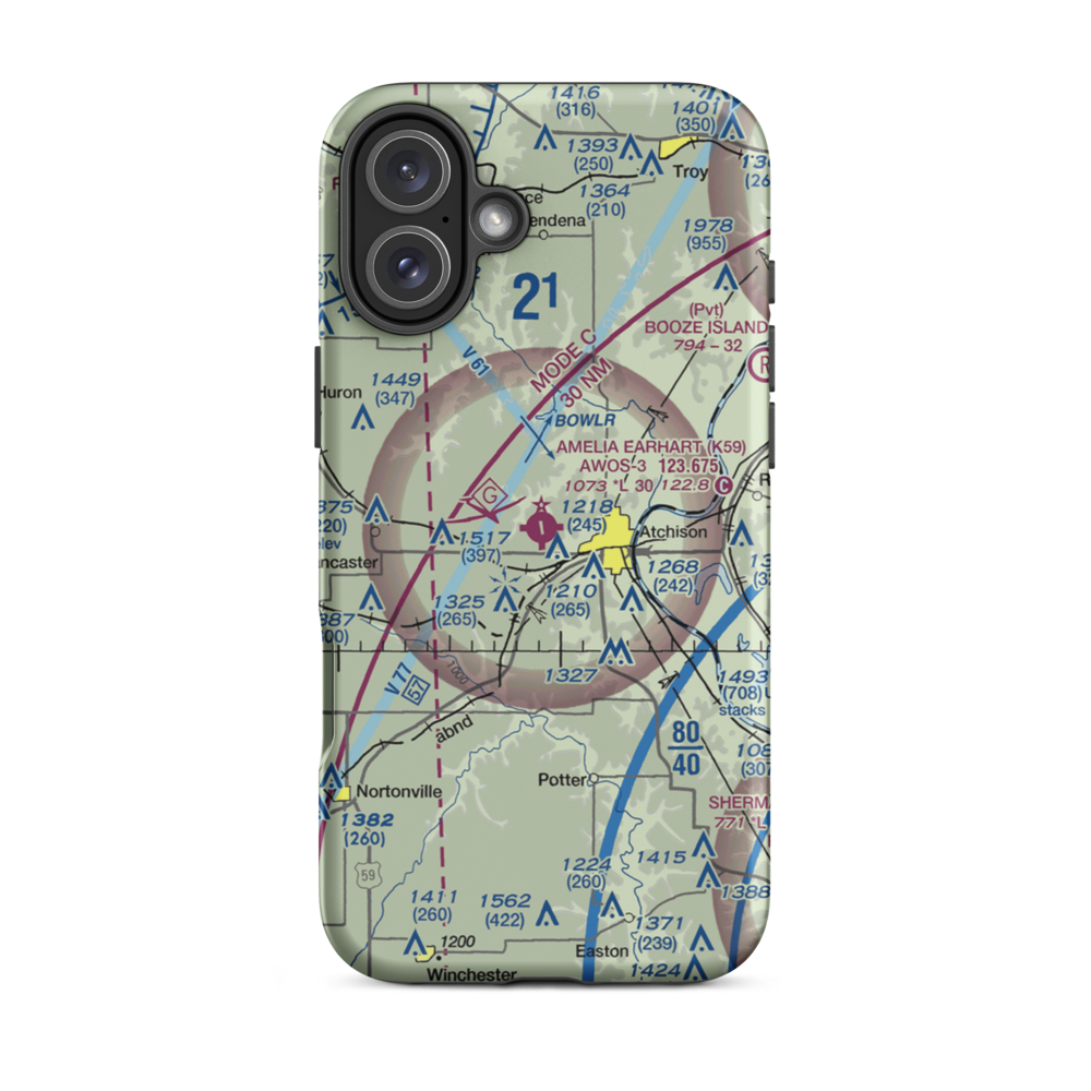Amelia Earhart Airport (K59) VFR Sectional  Tough iPhone Case iPhone 16 Plus model shown