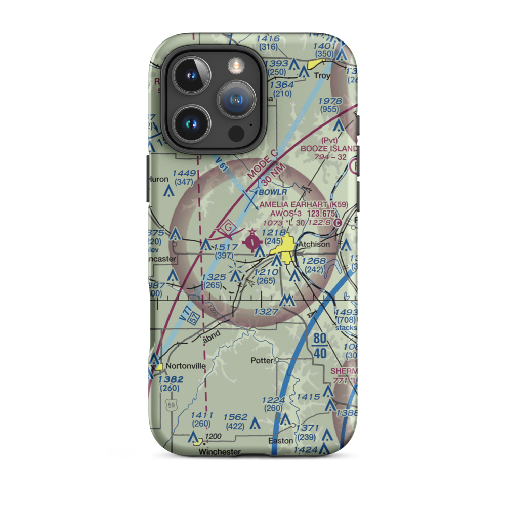 Amelia Earhart Airport (K59) VFR Sectional  Tough iPhone Case iPhone 16 Pro Max model shown