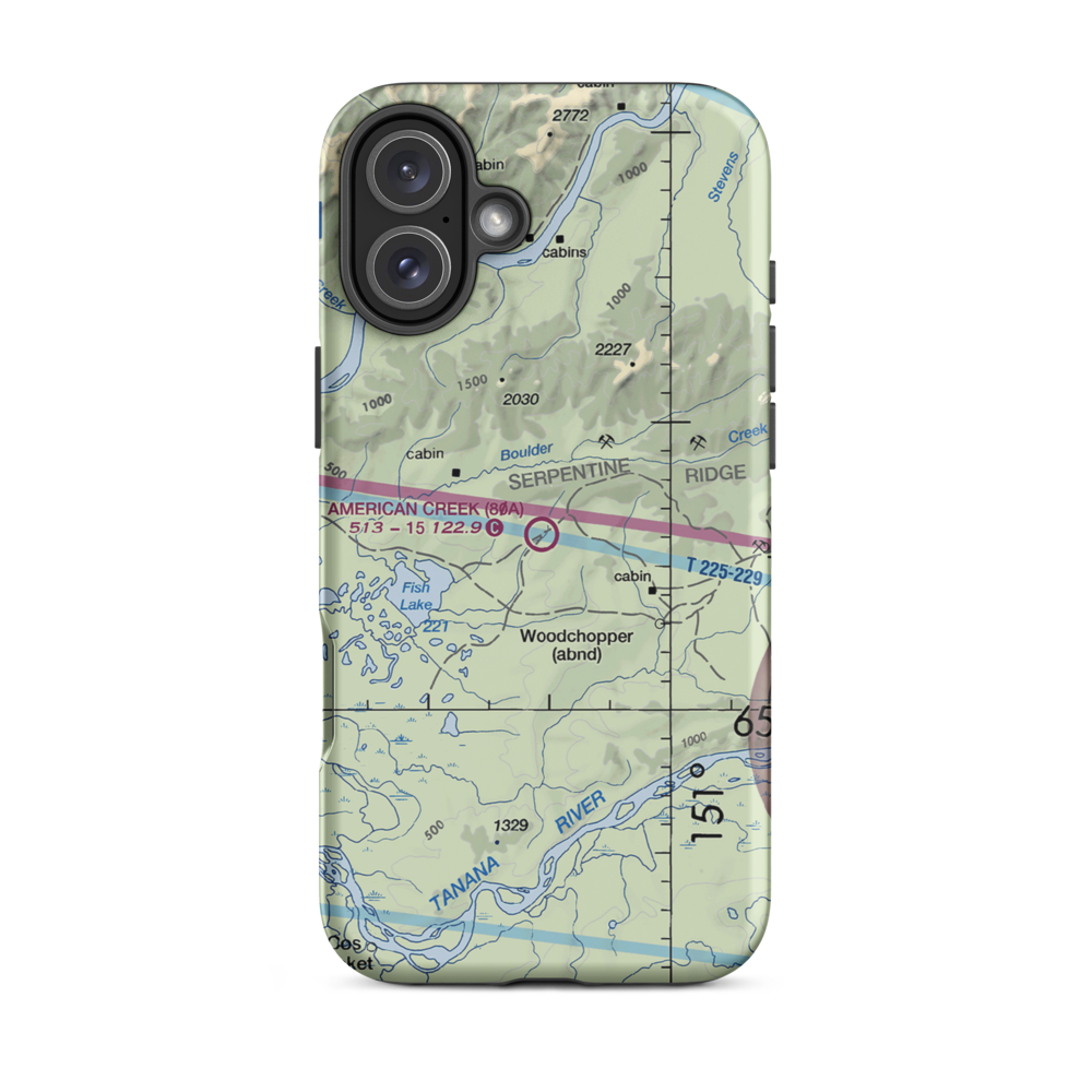 American Creek Airport (80A) VFR Sectional  Tough iPhone Case iPhone 16 Plus model shown