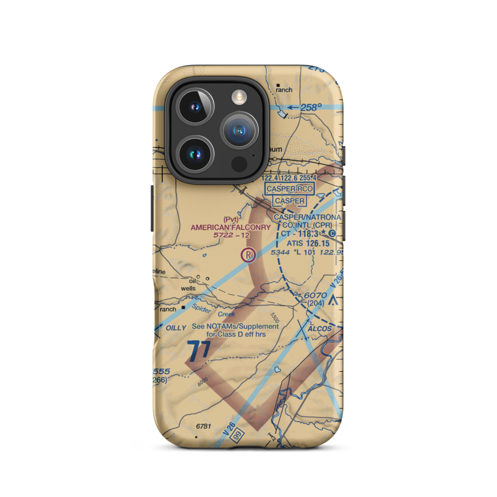 American Falconry Airport (45WY) VFR Sectional  Tough iPhone Case iPhone 16 Pro model shown