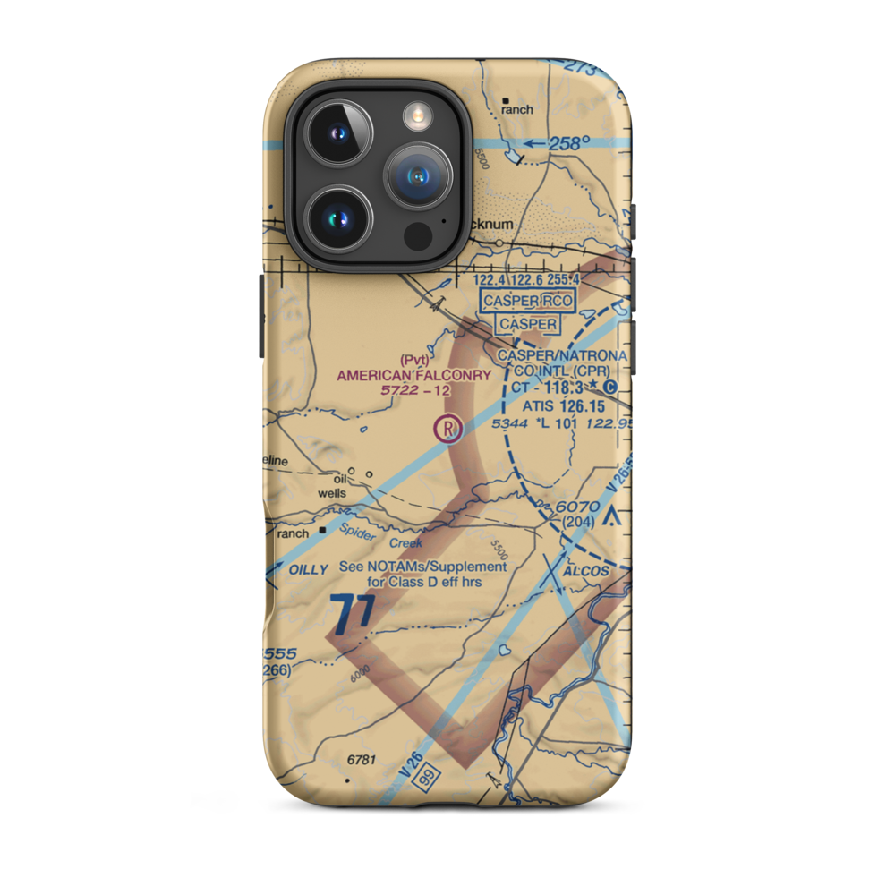 American Falconry Airport (45WY) VFR Sectional  Tough iPhone Case iPhone 16 Pro Max model shown