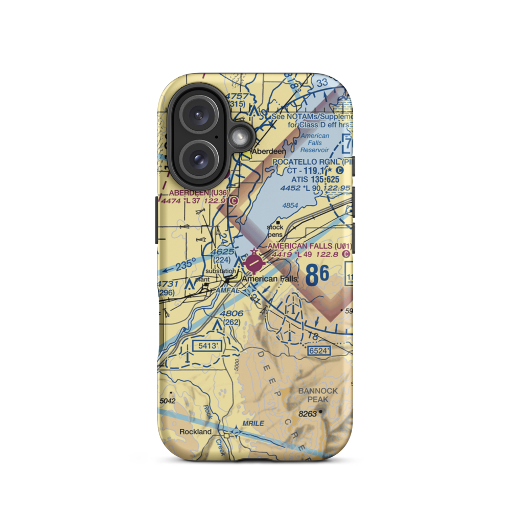 American Falls Airport (U01) VFR Sectional  Tough iPhone Case iPhone 16 model shown