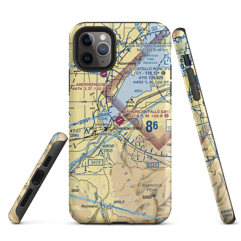 American Falls Airport (U01) VFR Sectional  Tough iPhone Case iPhone 11 Pro Max model shown