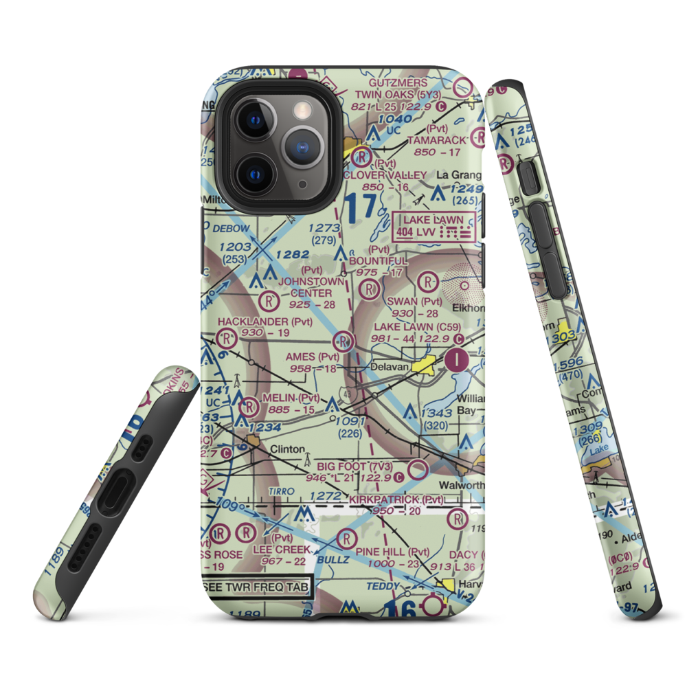 Ames Private Airport (05WI) VFR Sectional  Tough iPhone Case iPhone 11 Pro model shown