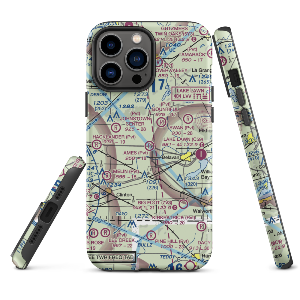 Ames Private Airport (05WI) VFR Sectional  Tough iPhone Case iPhone 13 Pro Max model shown