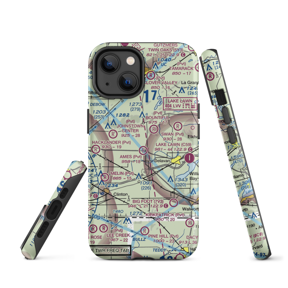 Ames Private Airport (05WI) VFR Sectional  Tough iPhone Case iPhone 14 model shown