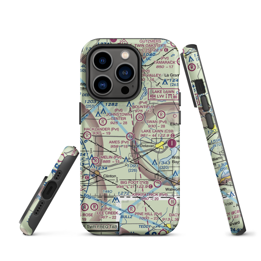Ames Private Airport (05WI) VFR Sectional  Tough iPhone Case iPhone 14 Pro model shown