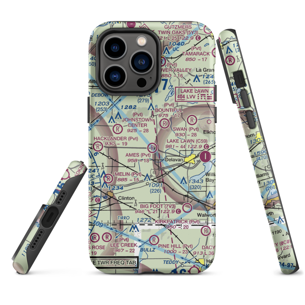 Ames Private Airport (05WI) VFR Sectional  Tough iPhone Case iPhone 14 Pro Max model shown