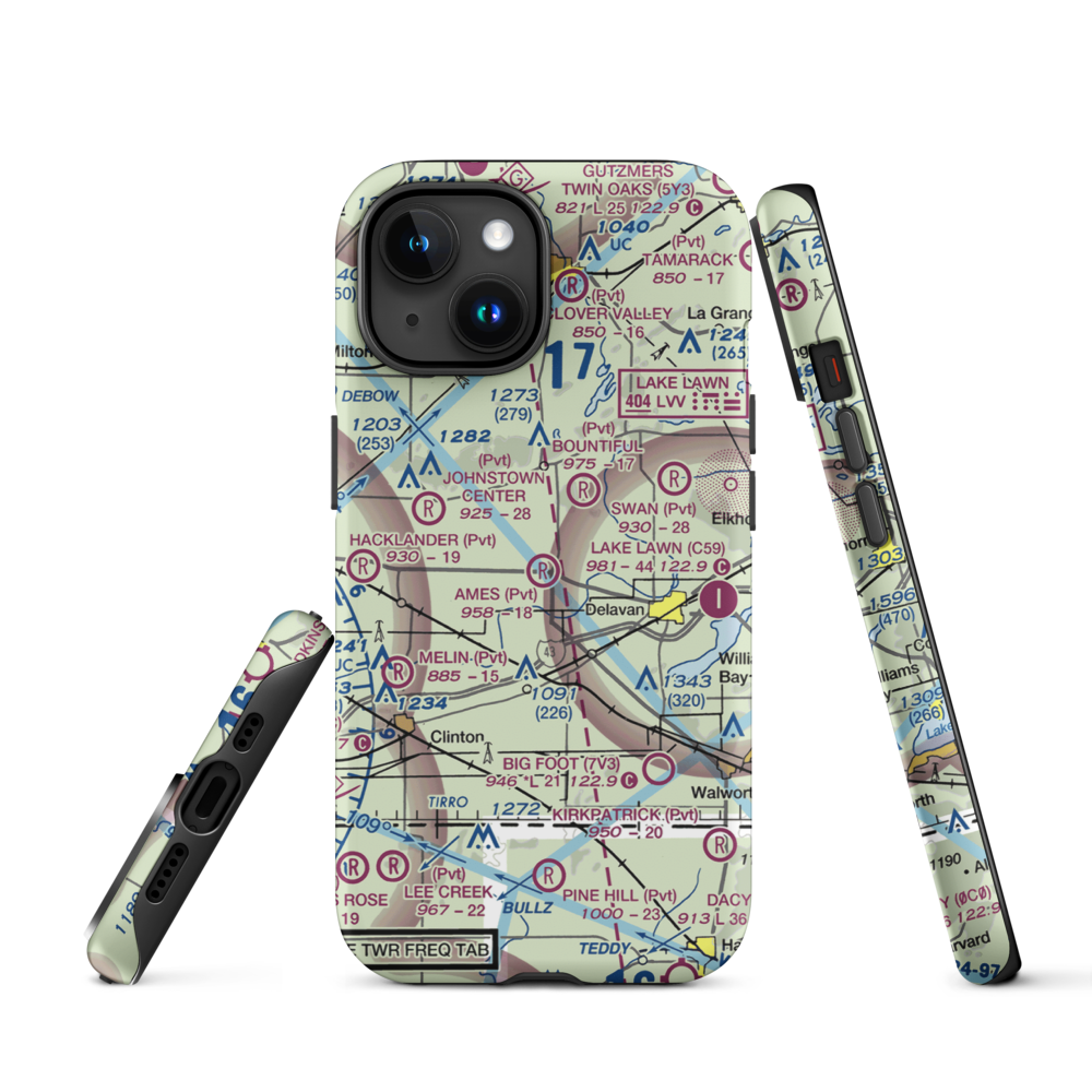 Ames Private Airport (05WI) VFR Sectional  Tough iPhone Case iPhone 15 model shown
