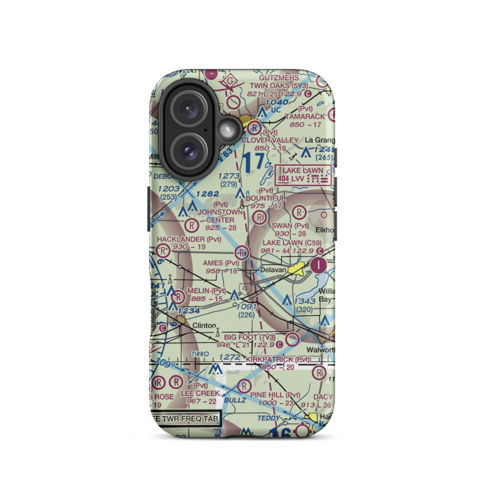 Ames Private Airport (05WI) VFR Sectional  Tough iPhone Case iPhone 16 model shown