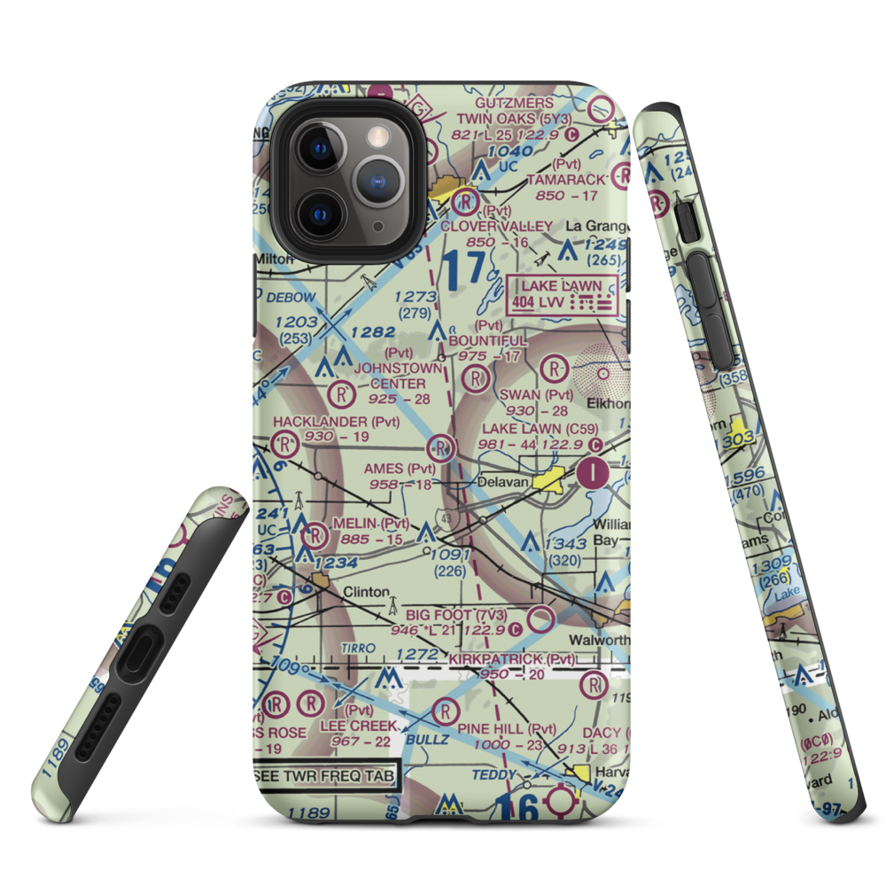 Ames Private Airport (05WI) VFR Sectional  Tough iPhone Case iPhone 11 Pro Max model shown