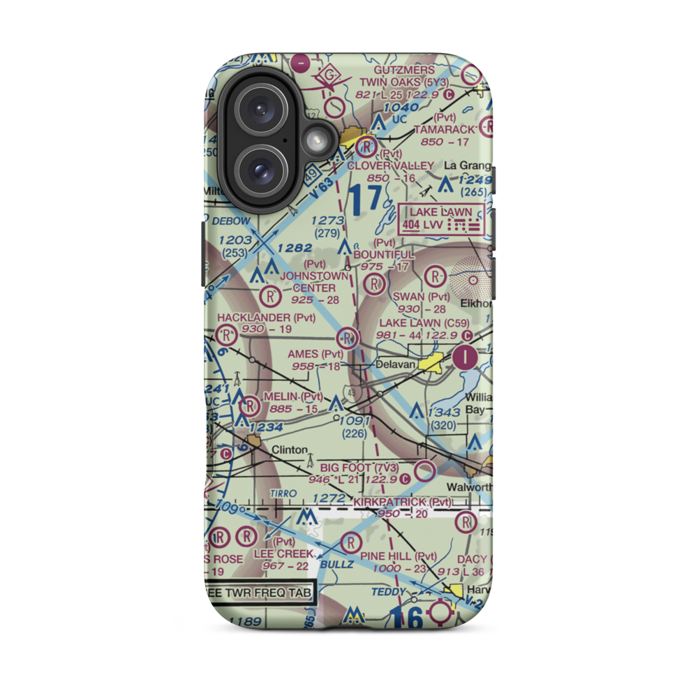Ames Private Airport (05WI) VFR Sectional  Tough iPhone Case iPhone 16 Plus model shown