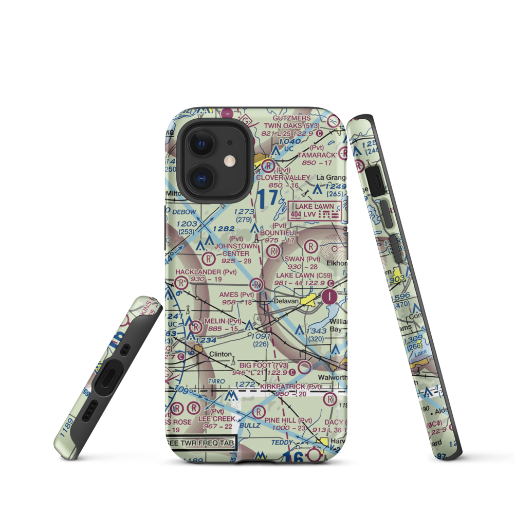 Ames Private Airport (05WI) VFR Sectional  Tough iPhone Case iPhone 12 mini model shown