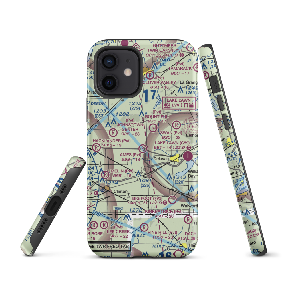 Ames Private Airport (05WI) VFR Sectional  Tough iPhone Case iPhone 12 model shown