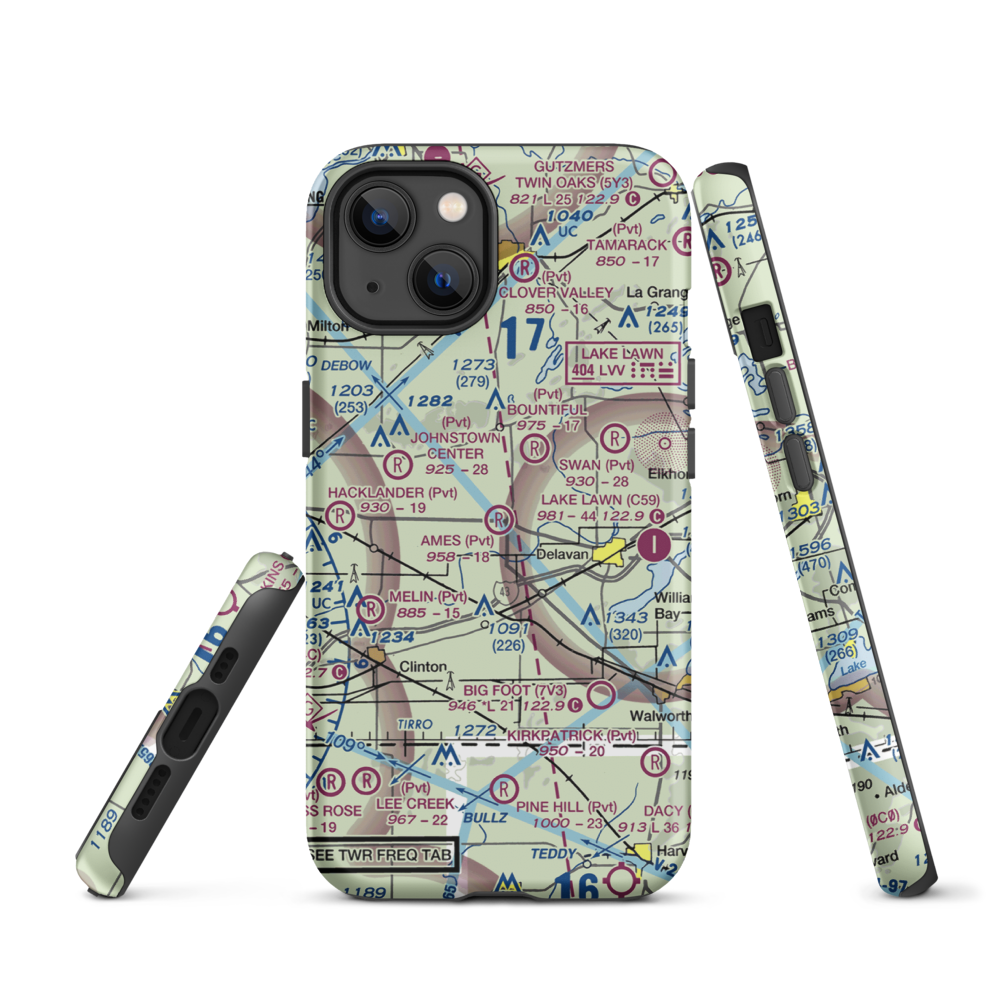 Ames Private Airport (05WI) VFR Sectional  Tough iPhone Case iPhone 13 model shown