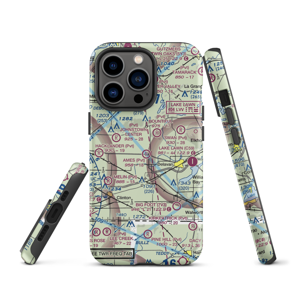 Ames Private Airport (05WI) VFR Sectional  Tough iPhone Case iPhone 13 Pro model shown