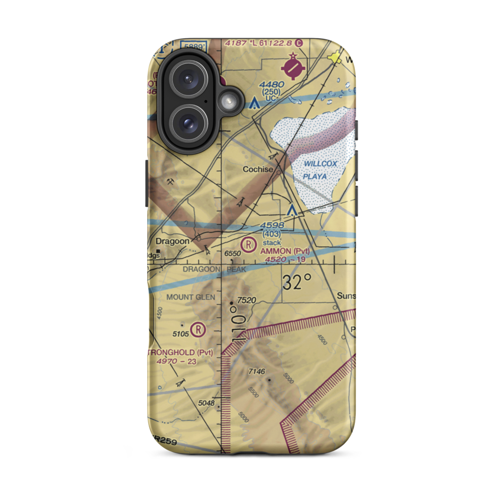 Ammon Airport (AZ14) VFR Sectional  Tough iPhone Case iPhone 16 Plus model shown