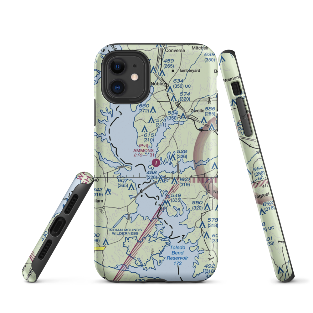 Ammons Airport (5LS9) VFR Sectional  Tough iPhone Case iPhone 11 model shown
