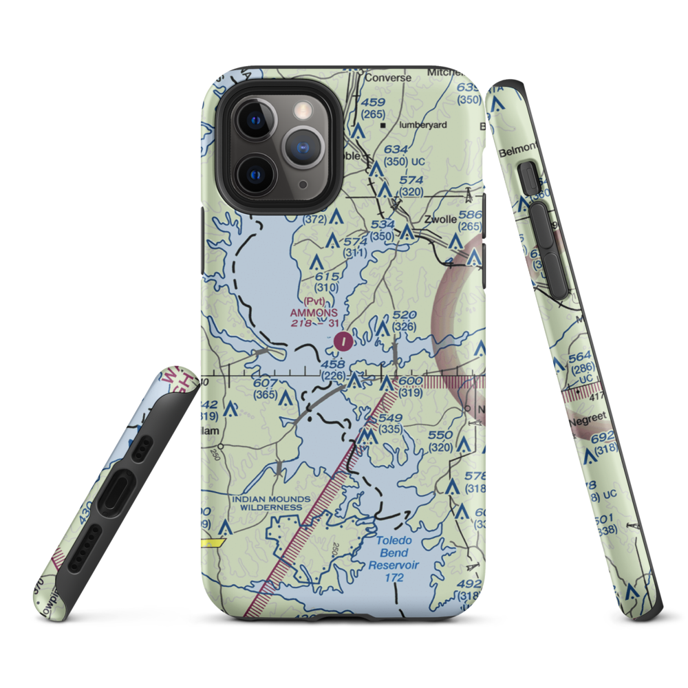 Ammons Airport (5LS9) VFR Sectional  Tough iPhone Case iPhone 11 Pro model shown