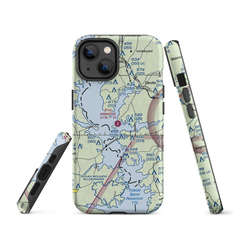 Ammons Airport (5LS9) VFR Sectional  Tough iPhone Case iPhone 14 model shown