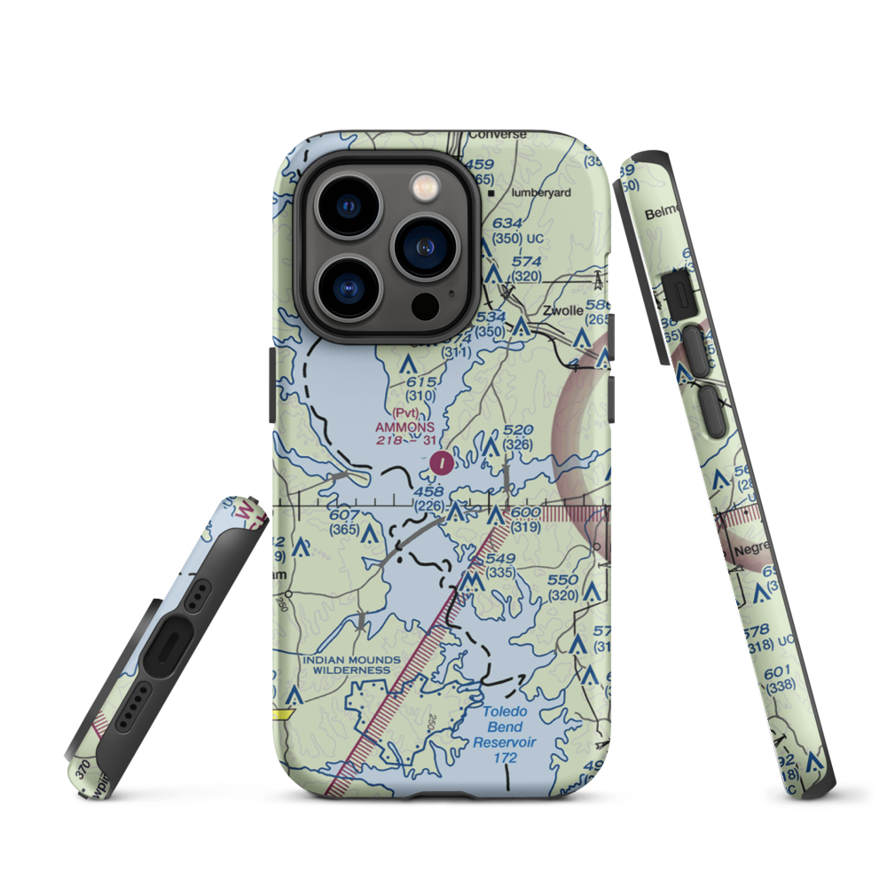 Ammons Airport (5LS9) VFR Sectional  Tough iPhone Case iPhone 14 Pro model shown