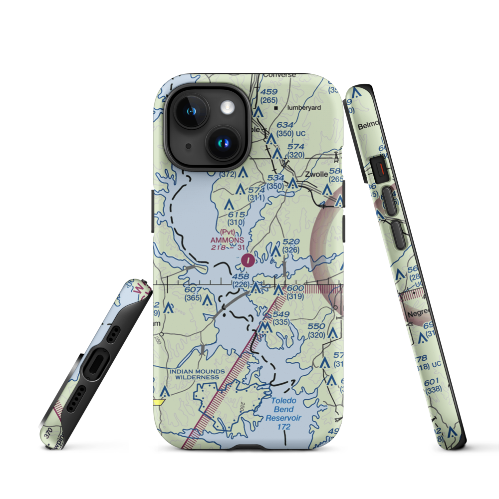 Ammons Airport (5LS9) VFR Sectional  Tough iPhone Case iPhone 15 model shown