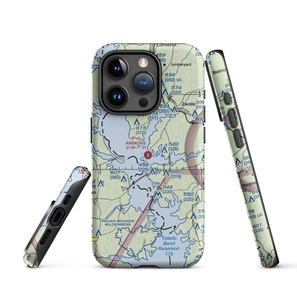 Ammons Airport (5LS9) VFR Sectional  Tough iPhone Case iPhone 15 Pro model shown