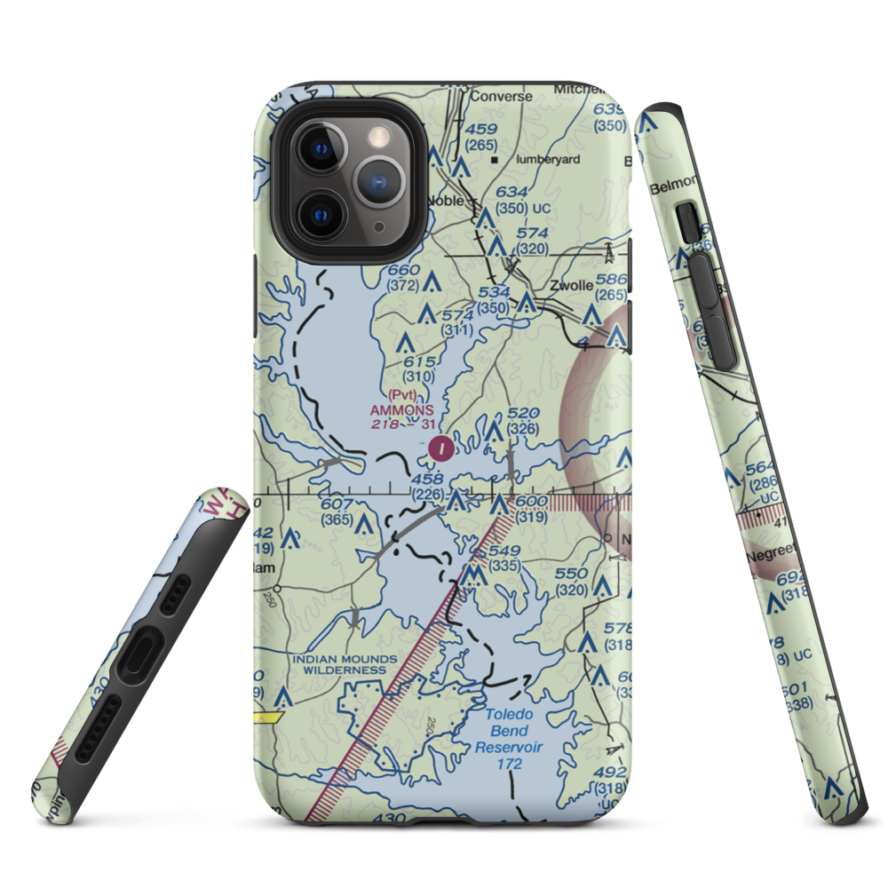 Ammons Airport (5LS9) VFR Sectional  Tough iPhone Case iPhone 11 Pro Max model shown